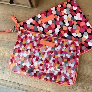 Vera Bradley 2 Piece Set Bags Pixie Confetti Beach Makeup Pouch